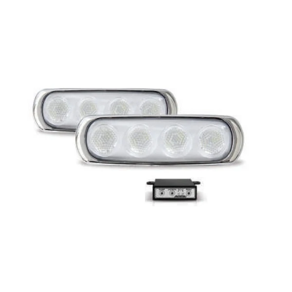 Kit Farol Auxiliar Corpo New Slim 4 Leds Kit Cromado 12/24V Âmbar - AUTOPOLI AL650