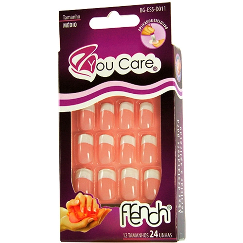 Unhas Postiças Francesinha Rosada Tamanho Médio You Care