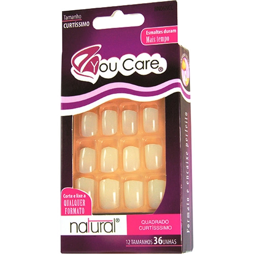 Kit 96 Unhas Postiças Sem Cola Tamanho Quadrado Curtíssimo You Care