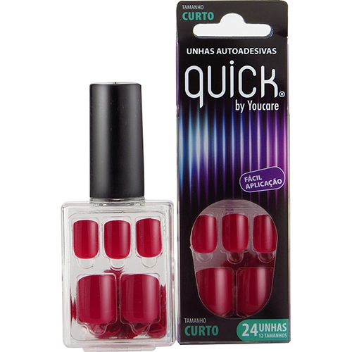 Unhas Postiças Autoadesivas You Care Quick Curto Vermelho