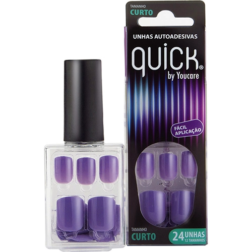 Unhas Postiças Autoadesivas You Care Quick Curto Lilás