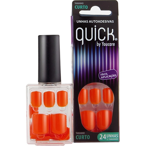 Unhas Postiças Autoadesivas You Care Quick Curto Laranja