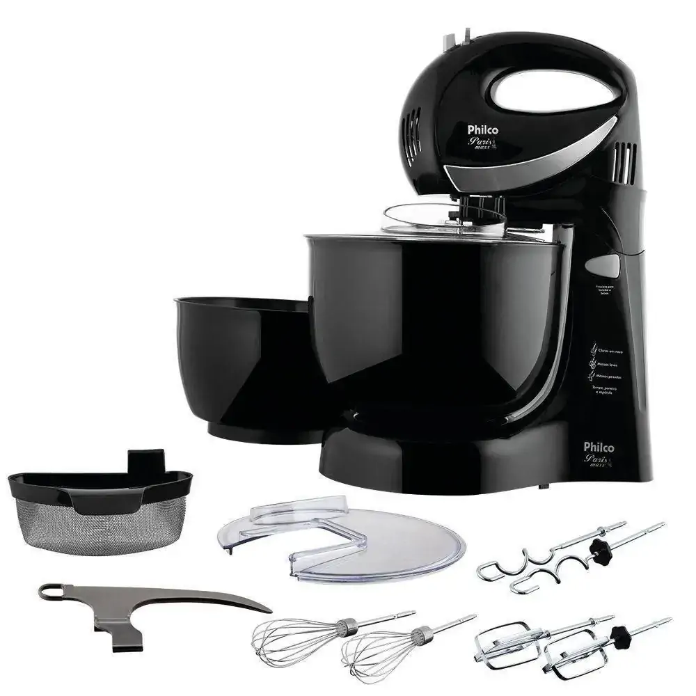 Batedeira Philco Paris Maxx, 350W, 4 Vel + Turbo, Preto - 110V