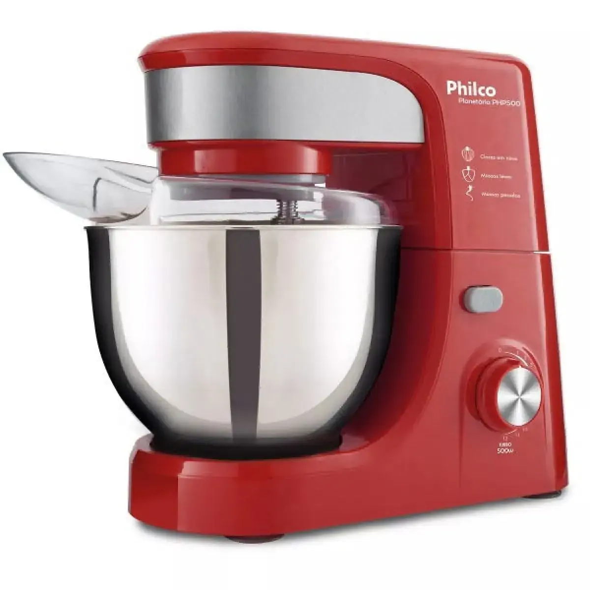 Batedeira Planetária PHILCO PHP500 Turbo Inox Vermelha 110V