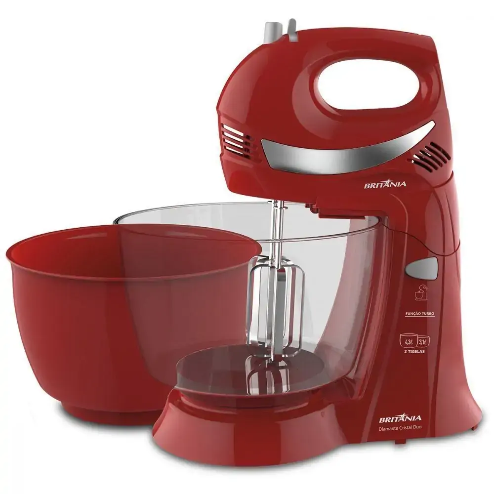Batedeira Diamante Cristal Duo Vermelha 350W Britânia 220V