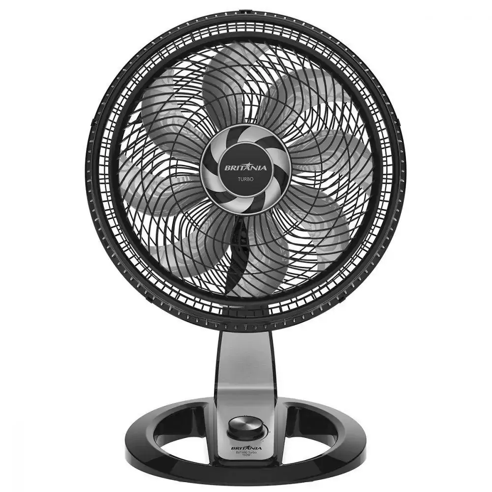 Ventilador de Mesa Britânia Turbo BVT480, 50cm, 3 Velocidades, 160W, Preto/Prata - 220V