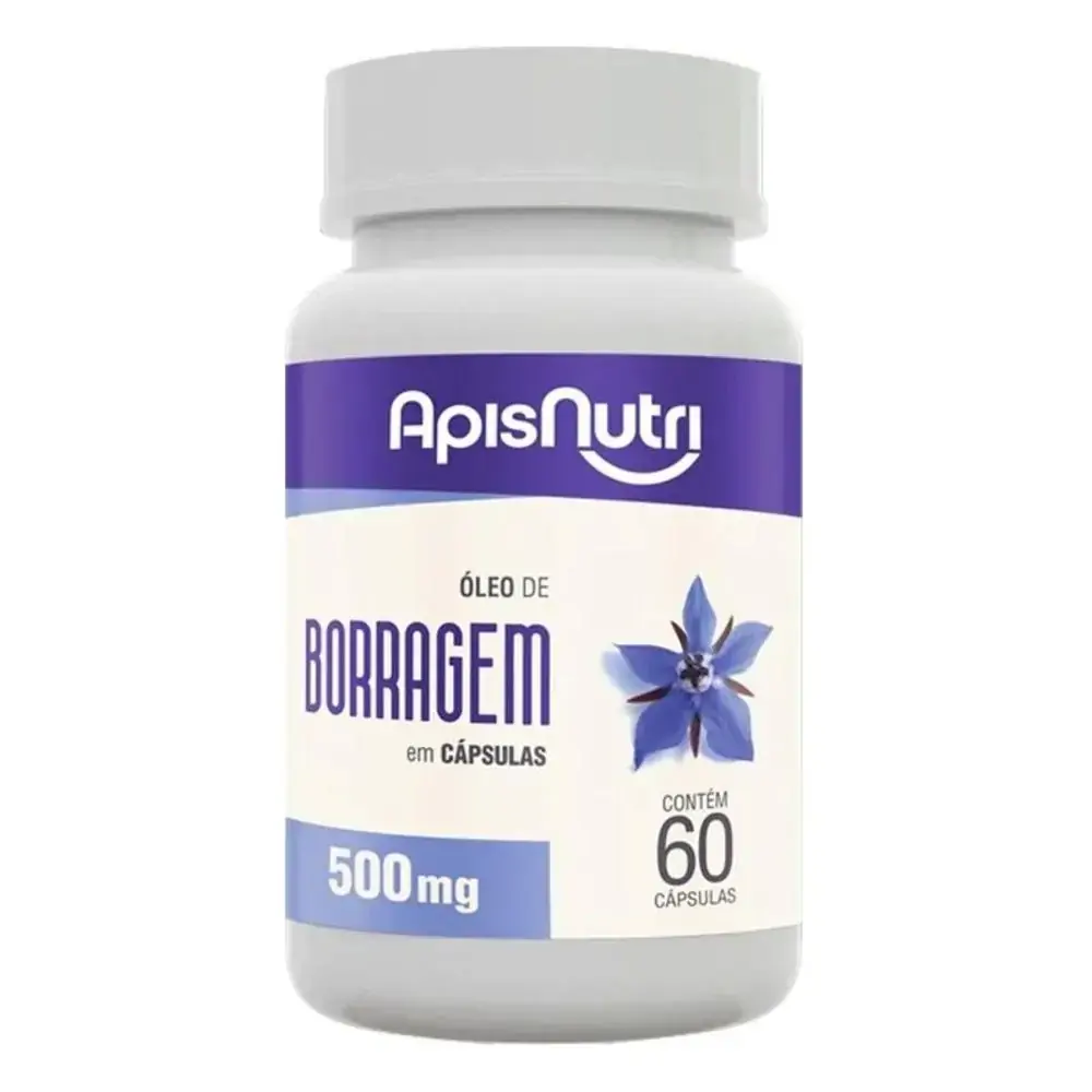Óleo de Borragem 500mg Apisnutri 60 cápsulas