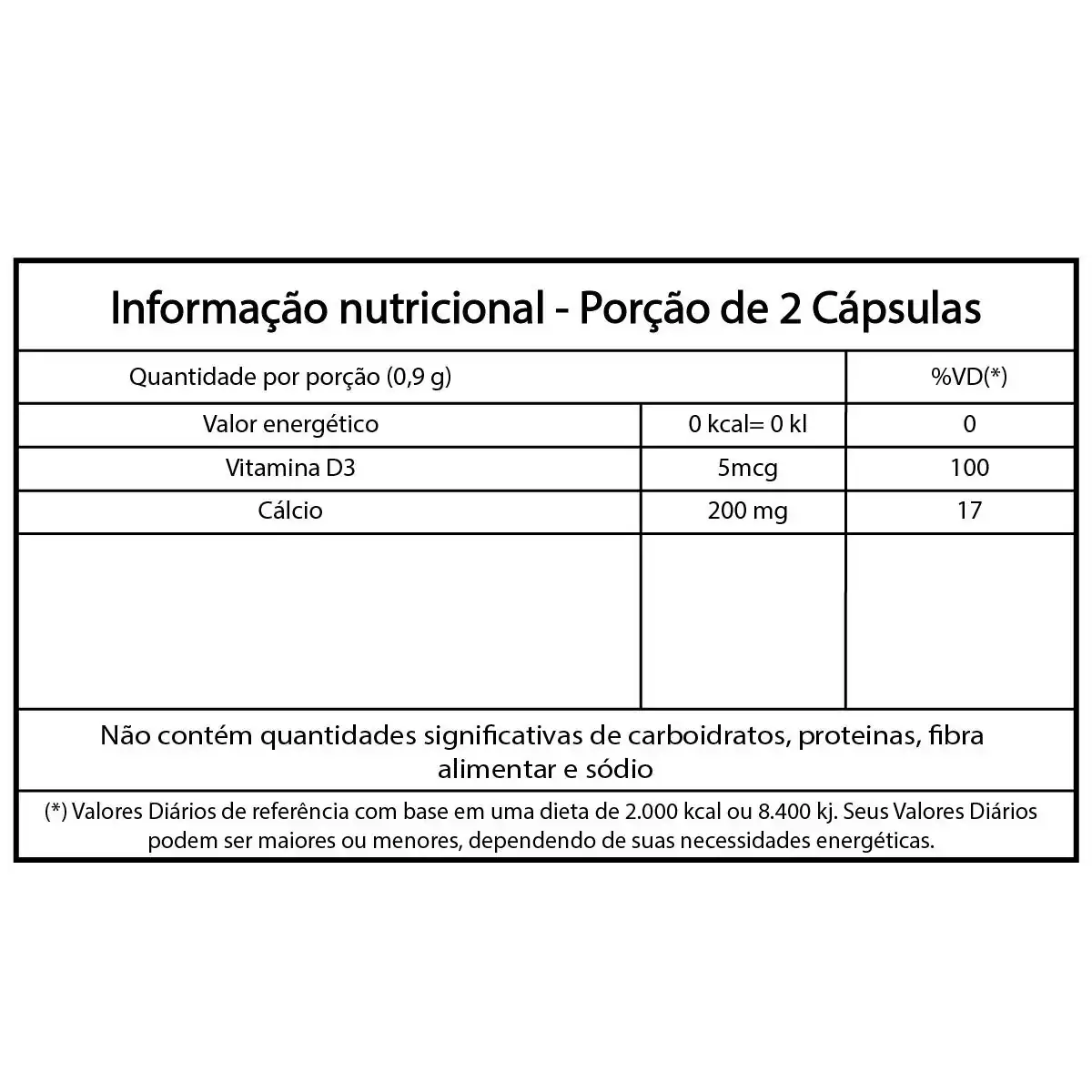 CA + D3 Cálcio + Vitamina D3 Apisnutri 120 cápsulas