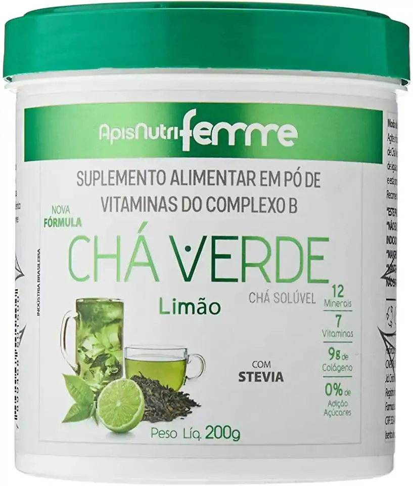 Cha Verde Instantaneo Zero Acucar Limao 200g Apisnutri