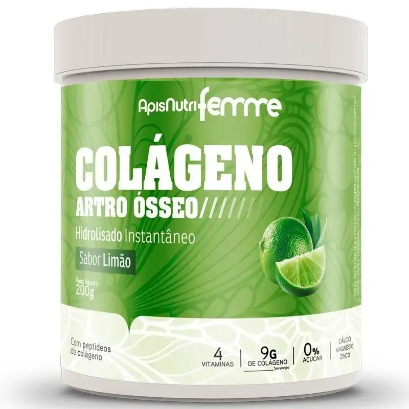Colágeno artro ósseo Apisnutri Limão e clorofila 200g
