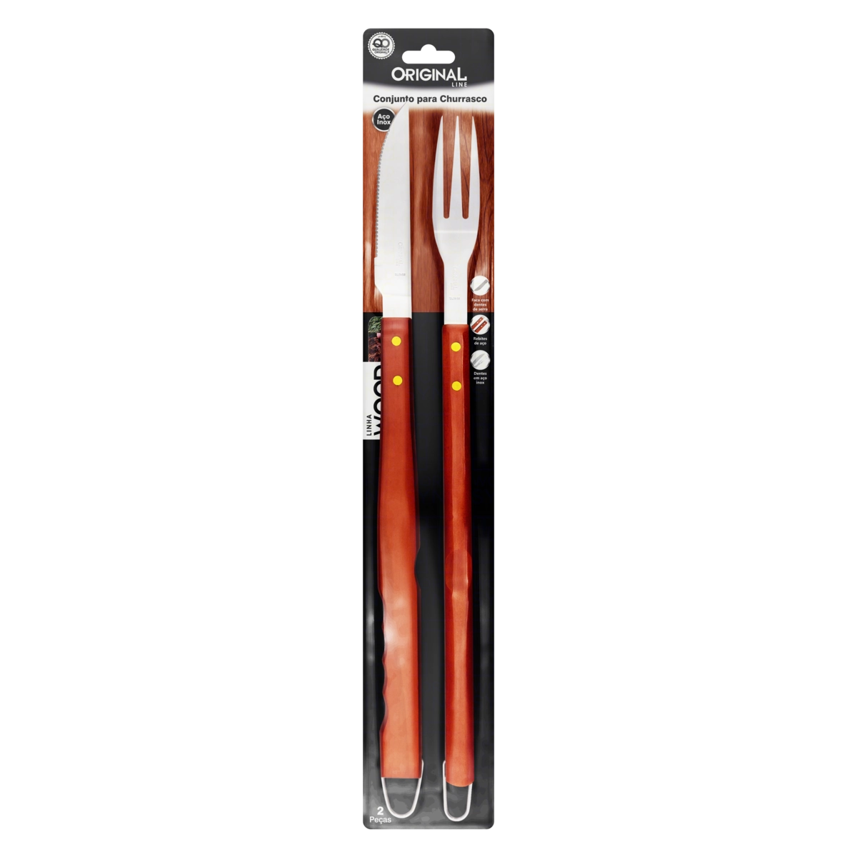 Conjunto Churrasco Grande Original Line Wood 2 Peças