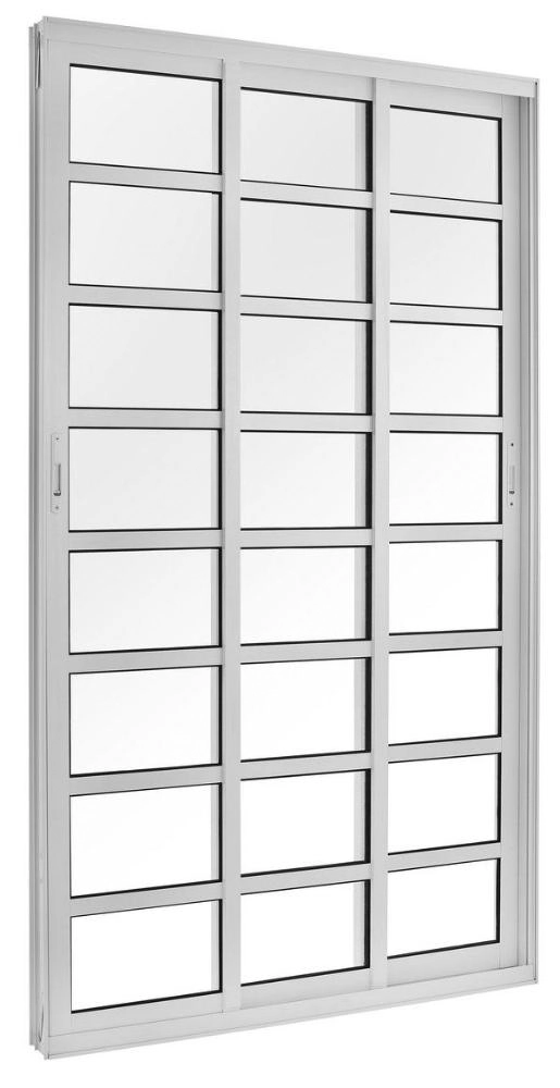Porta De Alumínio 03 Folhas Móveis Travessa Maxx Branca - 210x200