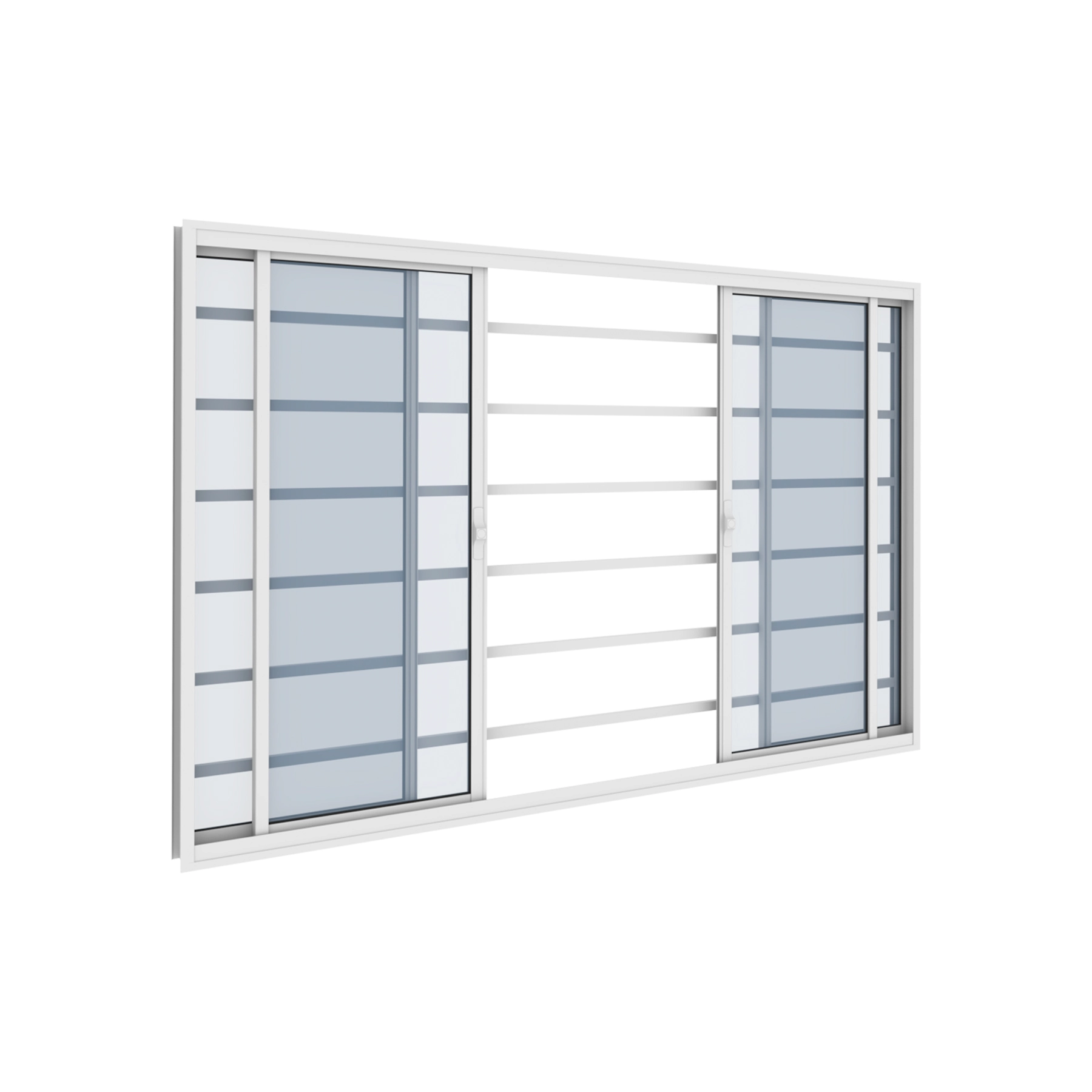 Janela de Alumínio de Correr 4 Folhas 100x150cm com Grade Classic Vitrolar Branca