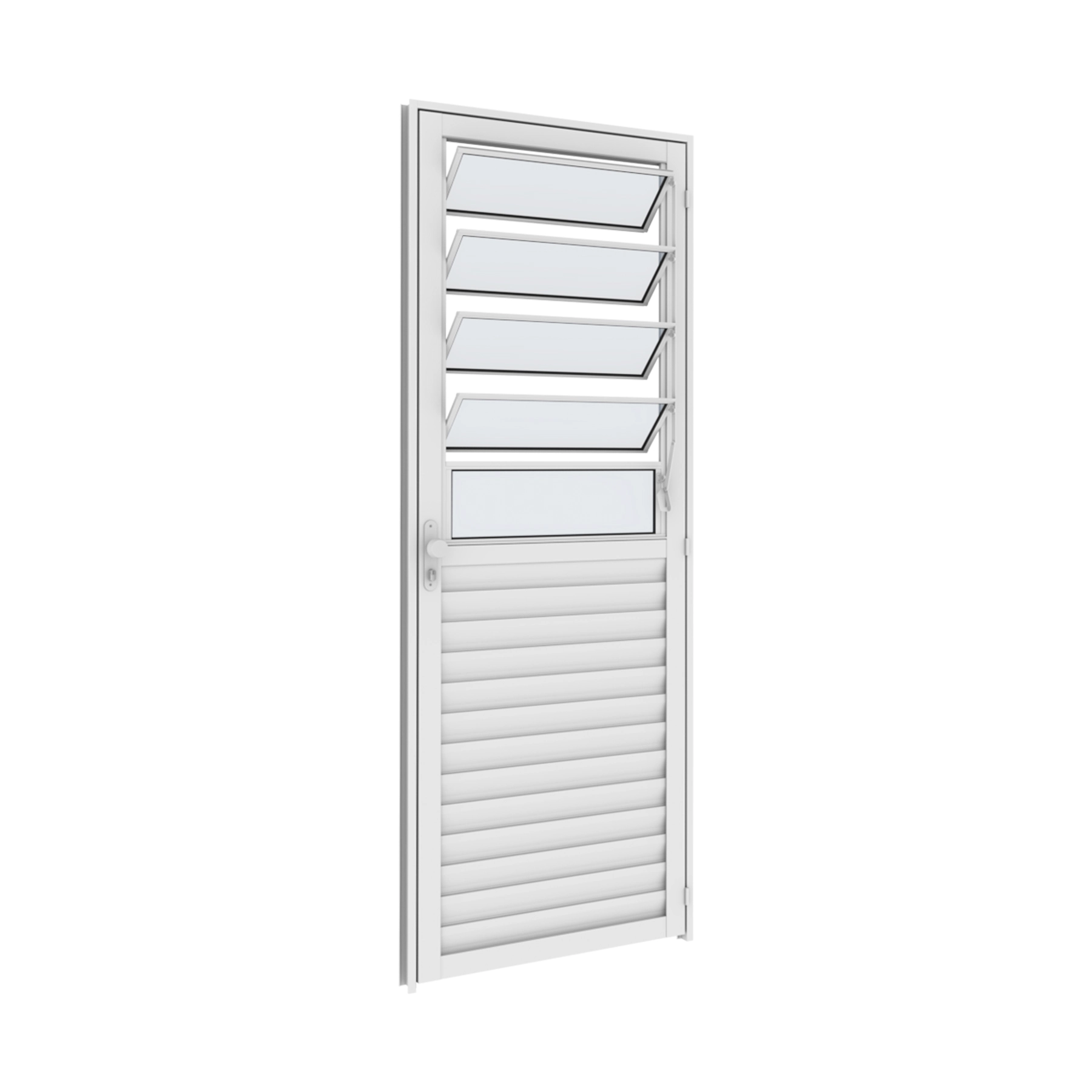 Porta Basculante de Giro Alumínio Branco com Fechadura Lado Esquerdo 2,10x0,85m Linha Classic Vitrolar