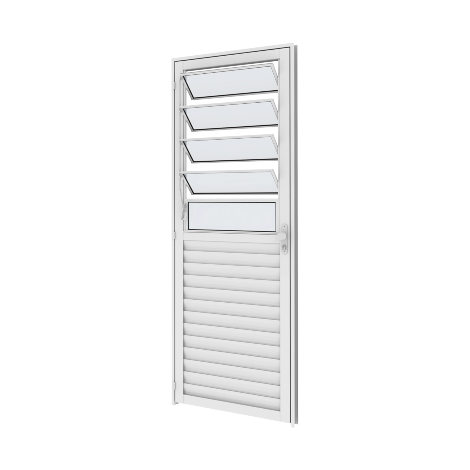 Porta Basculante de Giro Alumínio Branco com Fechadura Lado Direito 2,10x0,85m Linha Classic Vitrolar