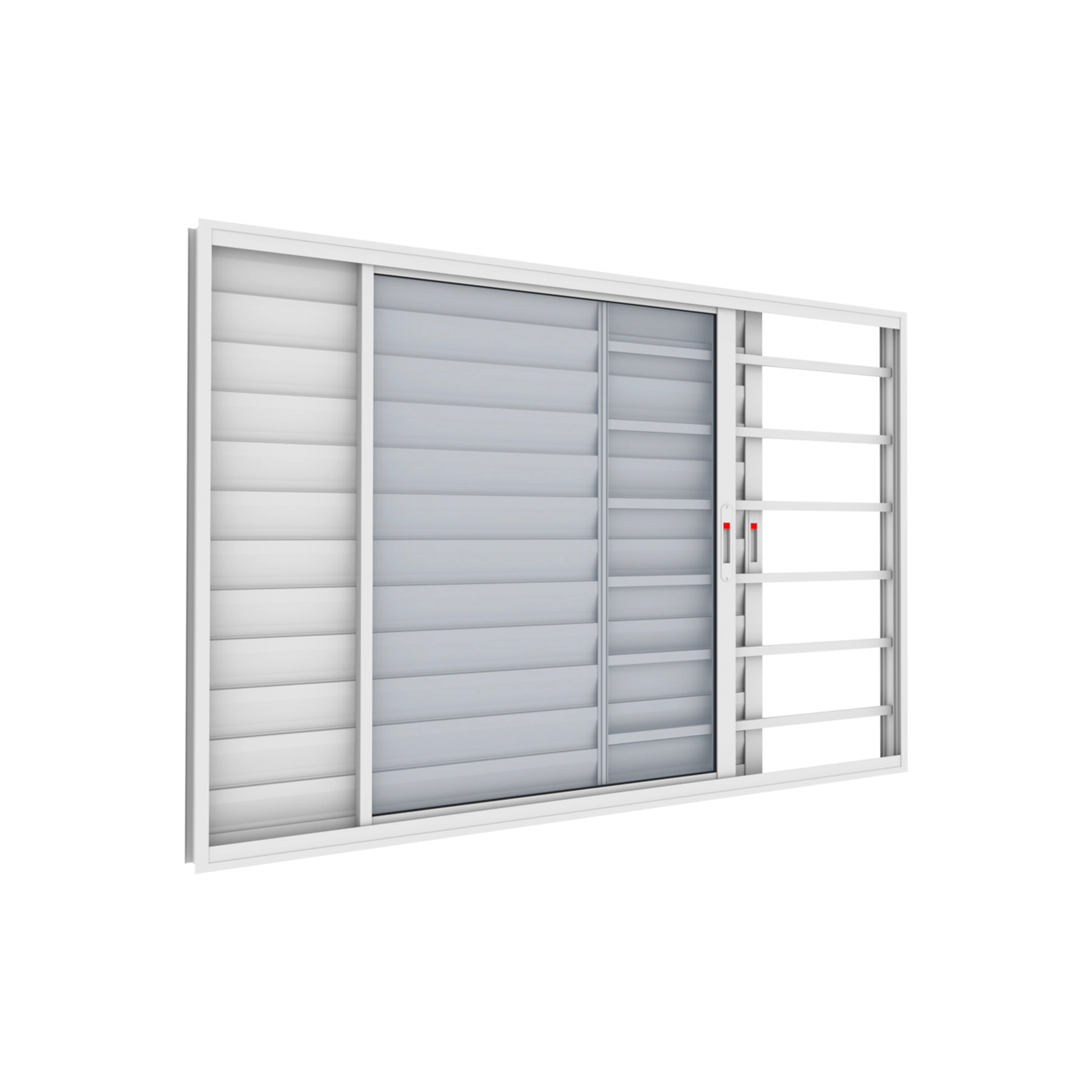 Janela de Alumínio Veneziana 3 Folhas 100x150cm com Grade Classic Vitrolar Branca
