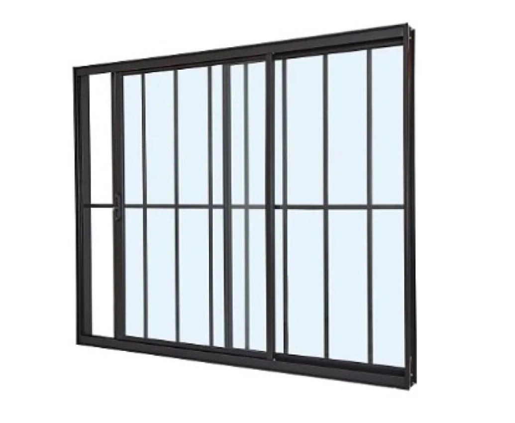Janela De Alumínio 02 Folhas Com Grade Preto - 100x120