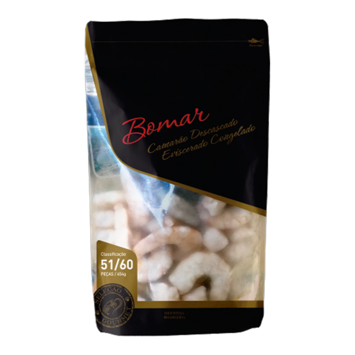 Camarão Cinza Descascado Cru Congelado 51/60 Bomar Seleção Gourmet Sachê 1kg