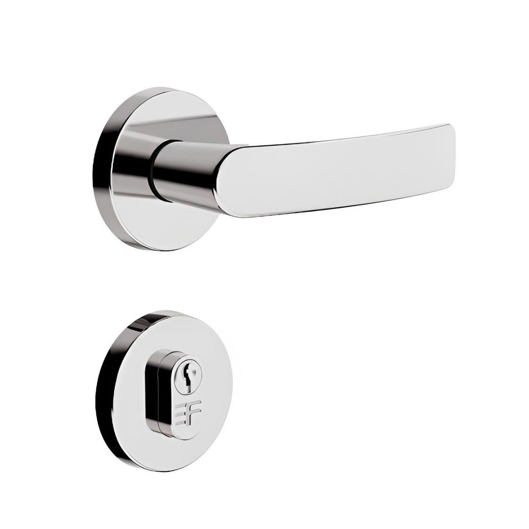 Fechadura 821e813 Externa Roseta Redonda Cromada 3f
