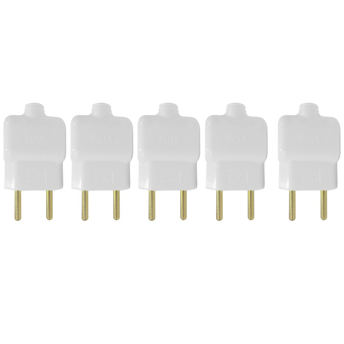 Kit 5 Plug Tomada Pino Macho Prensa Cabo 2p Branco 10a 250v