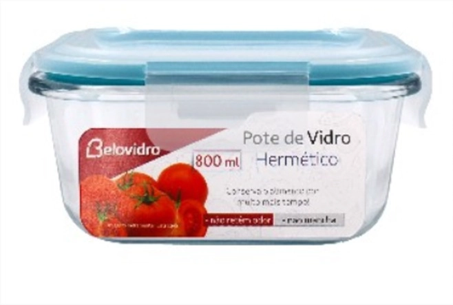 Pote Hermetico Vidro Quadrado Azul 800ml Bv3806r Duartes