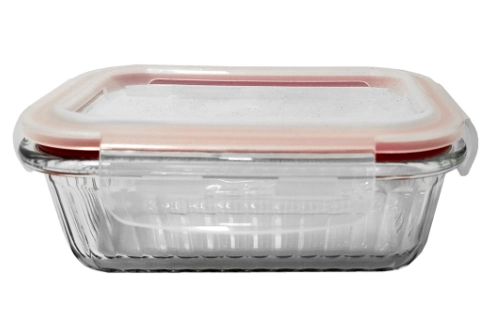 Pote Hermetico Vidro Canelado Retangular Vermelho 1040ml Bv5207 Duartes