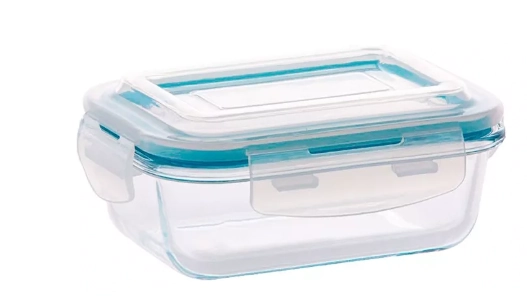 Pote Vidro Retangular Azul 370ml Bv5956 Duartes