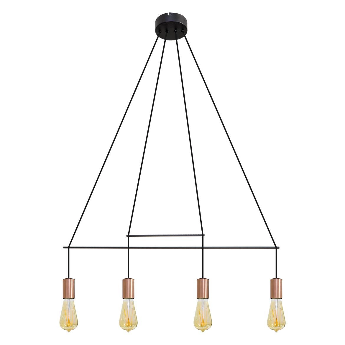 Pendente Trace Preto Bivolt Quality P/ 4 Lâmpadas E27 Qpd1353 St1549