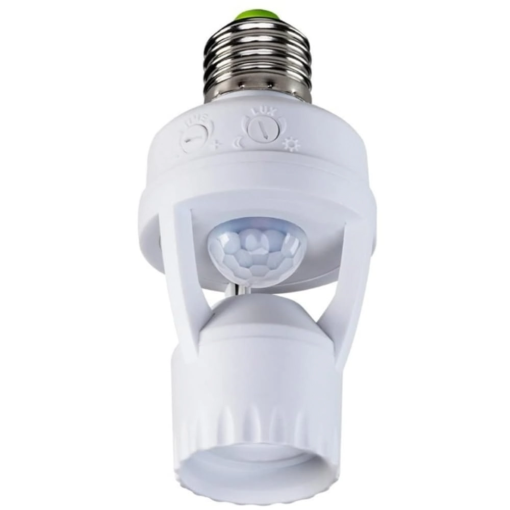 Bocal Com Sensor De Presença Bivolt Fotocélula Soquete E27 Detecção De Movimento E Economia De Energia