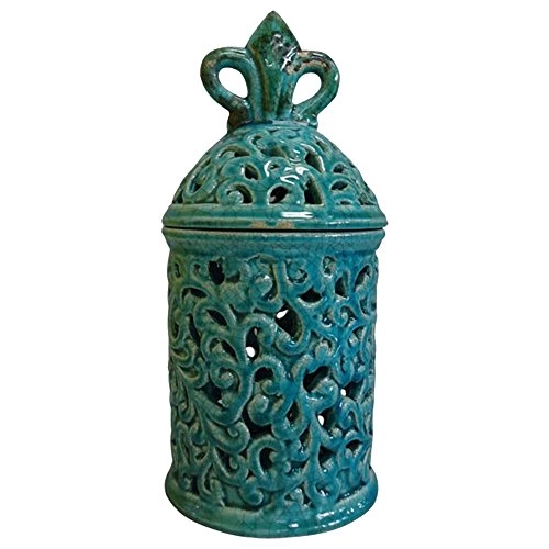 Garrafa Ceramic Azul Flor De Liz Trevisan