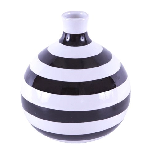 Vaso Listrado Preto E Branco Redondo Trevisan