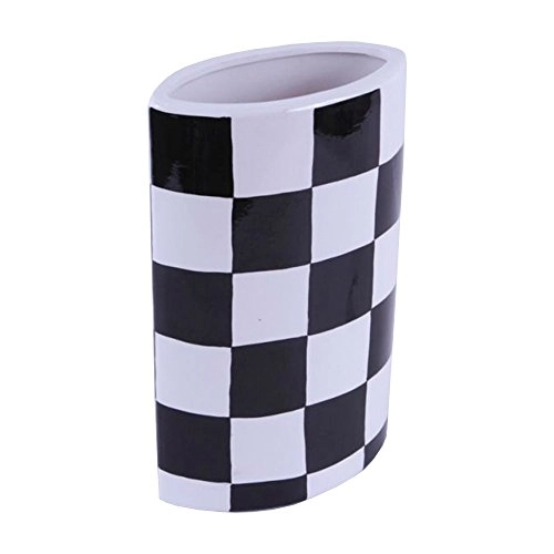 Vaso Xadrex Preto E Branco Trevisan