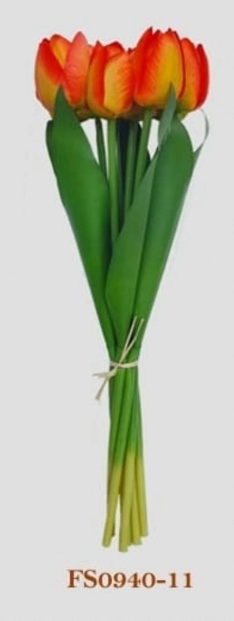B. Ramalhete Tulipa X9 Flores 41cm Laranja Fs0940 11 Flor De Seda