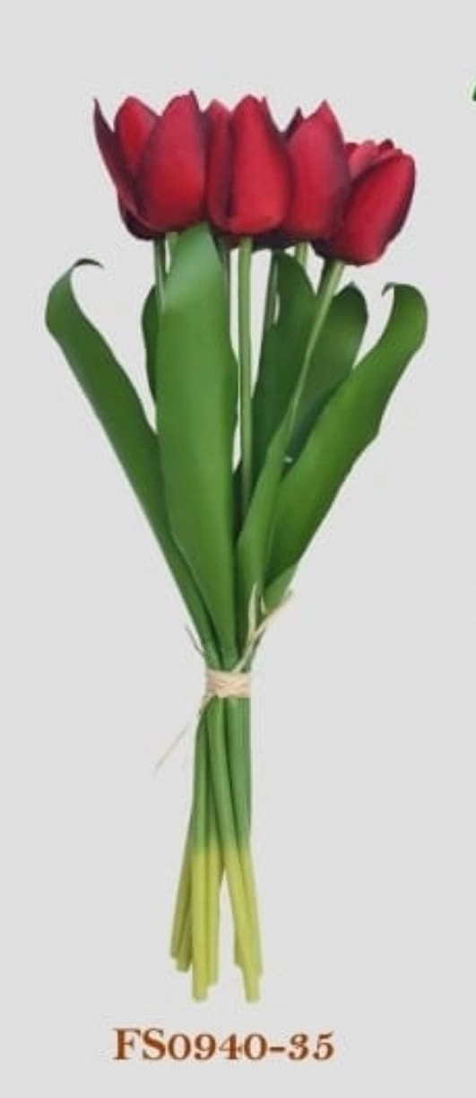 B. Ramalhete Tulipa X9 Flores 41cm Vermelho Fs0940 35 Flor De Seda
