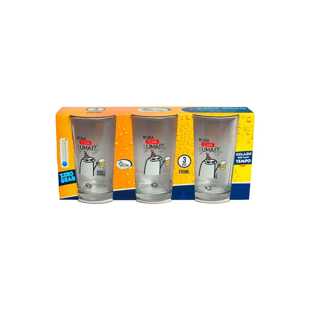Kit Copo De Vidro 470ml Zero Grau C/3 Und