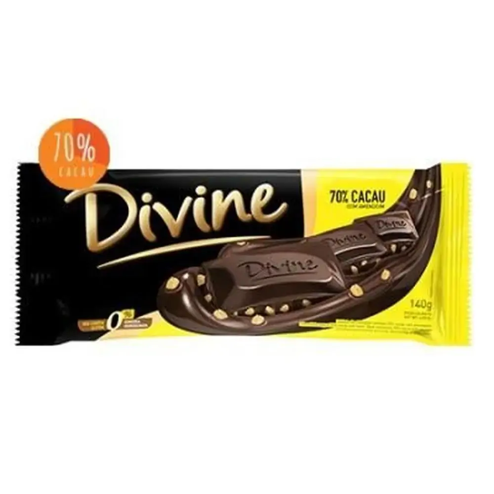 Chocolate 70 Cacau C/ Amendoim 140g Divine