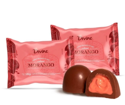 Trufa De Chocolate Ao Leite Com Recheio De Creme Sabor Morango 18g