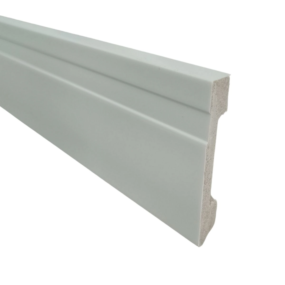 Rodape Poliestireno Slim Frisado 7cm Branco  2 Metros