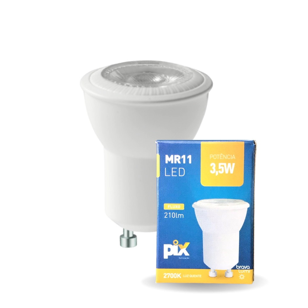 Lâmpada Led Pix Mini Dicroica Mr11 3,5w Bivolt 2700k Amarelo Quente