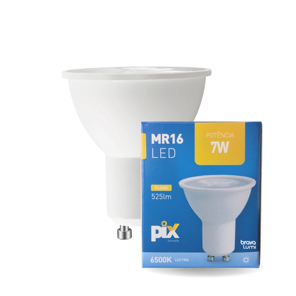 Lâmpada Led Pix Dicroica Mr16 7w Bivolt 6500k Branco Frio