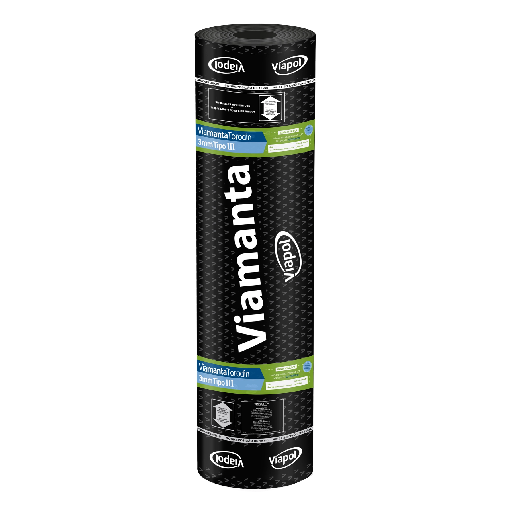 Manta Asfáltica PP 3mm 1x10m Tipo III Classe B Viamanta Torodin Viapol
