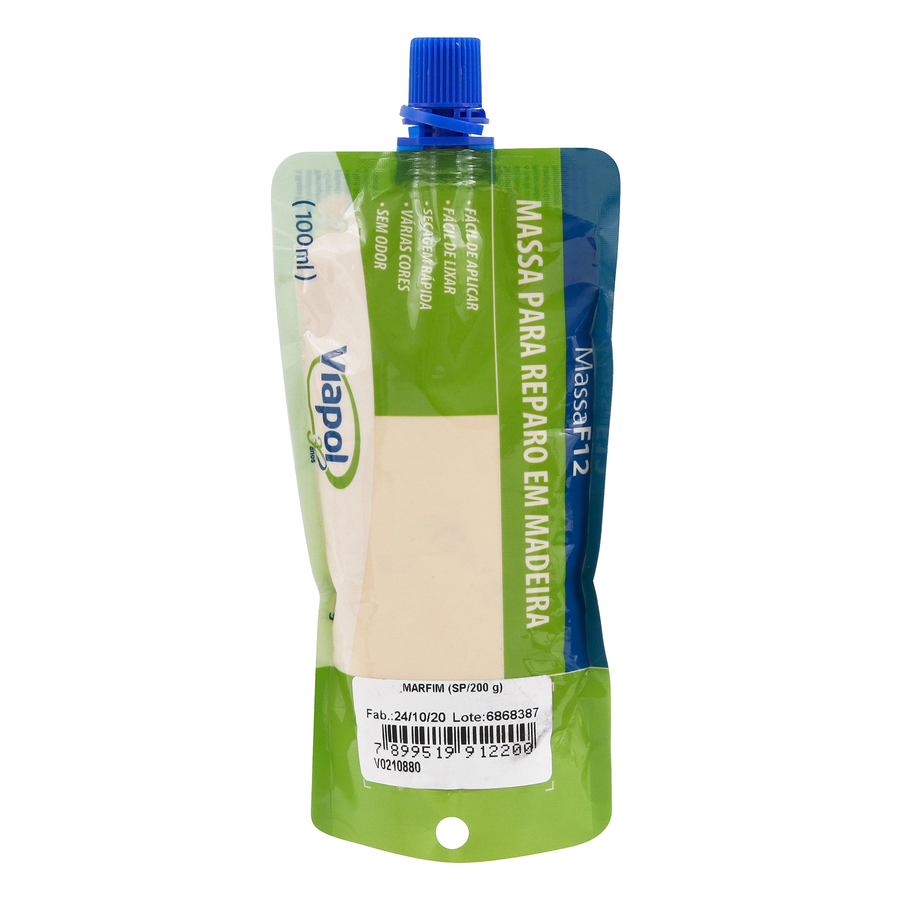 Massa para Madeira Viapol MF-12 Marfim 200g