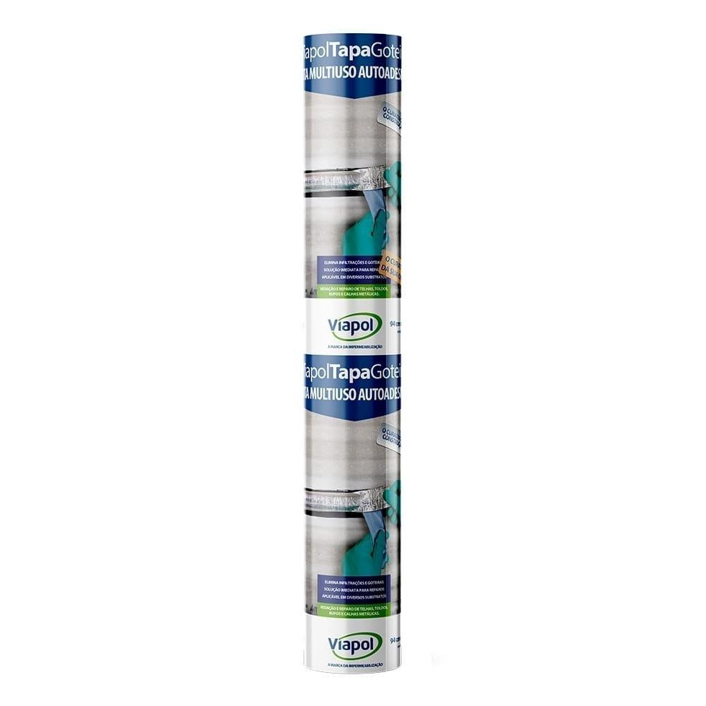 Fita Viapol Tapa Goteira, Aluminizada Impermeabilizante, 94cm X 10m