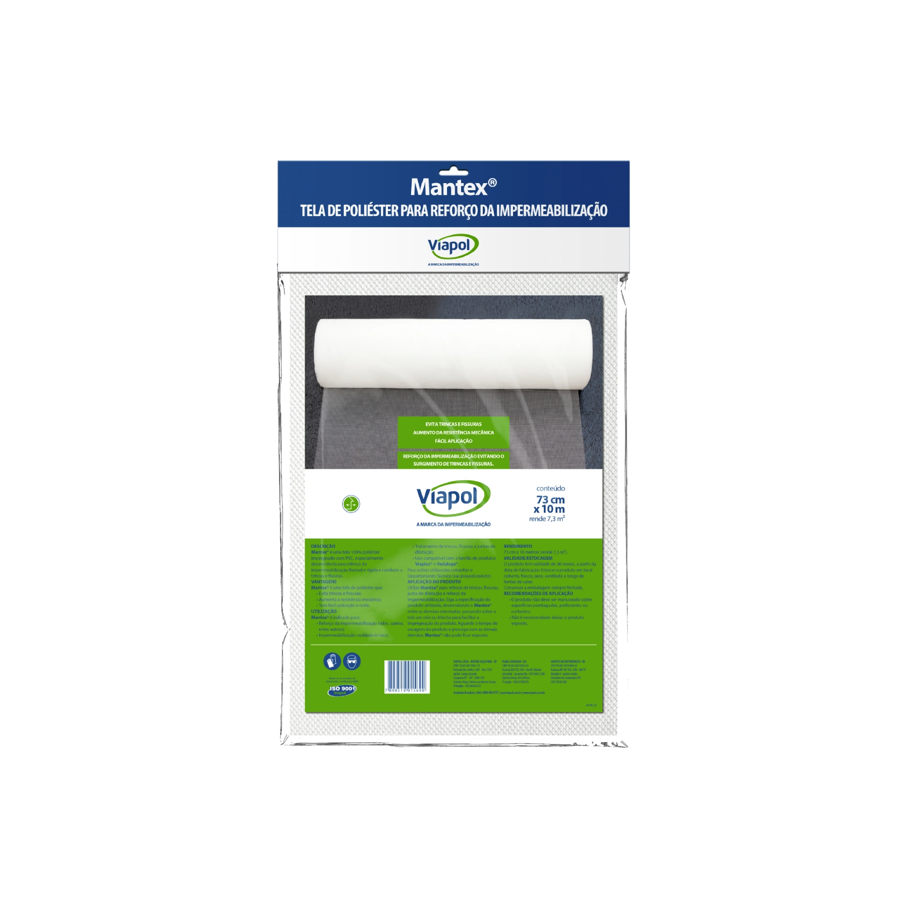 Tela Estruturante Viapol Mantex 73cmx10m Branco