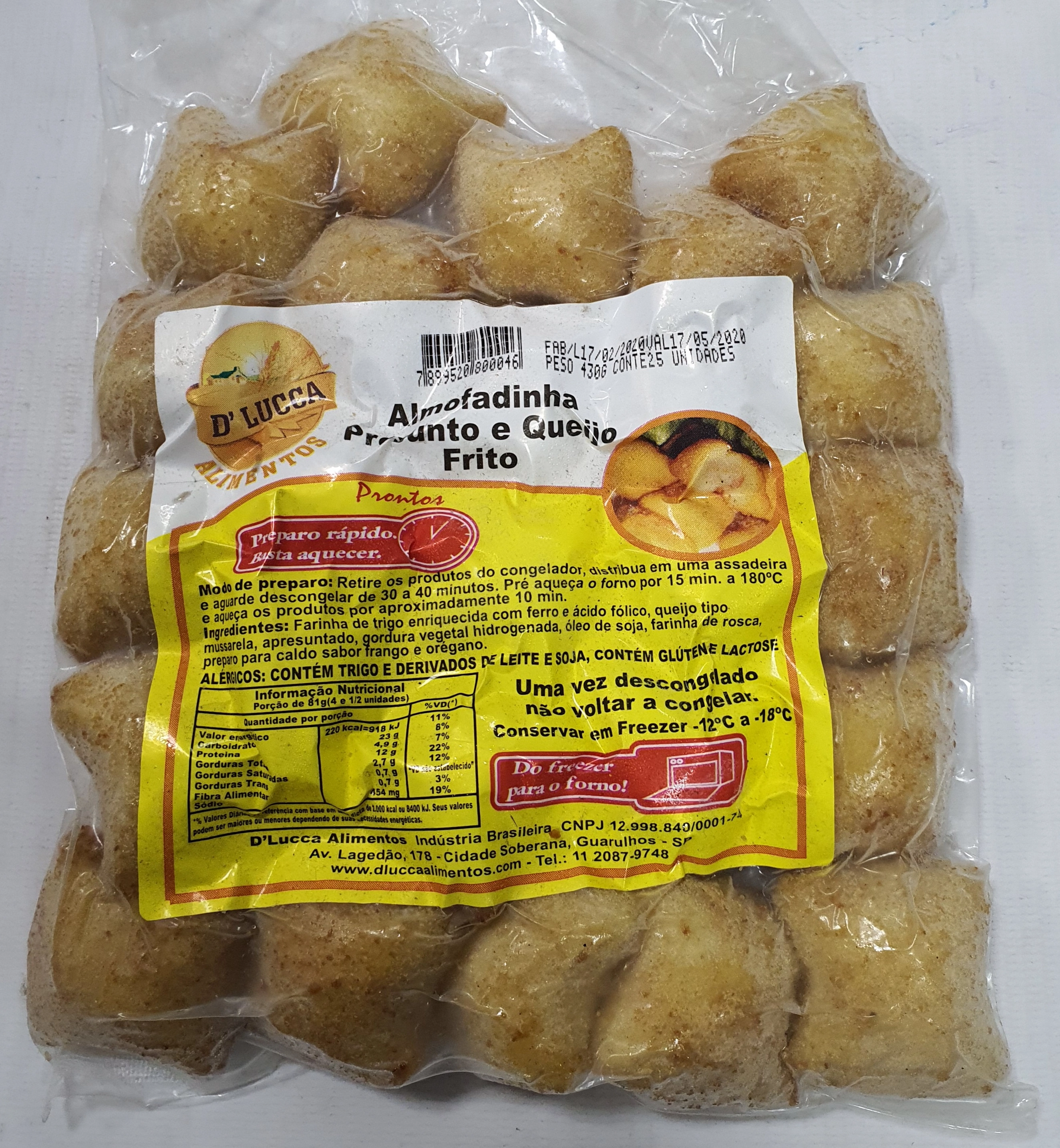 Almof Presunto/queijo Frita Pc C/ 25 Unidades 430g