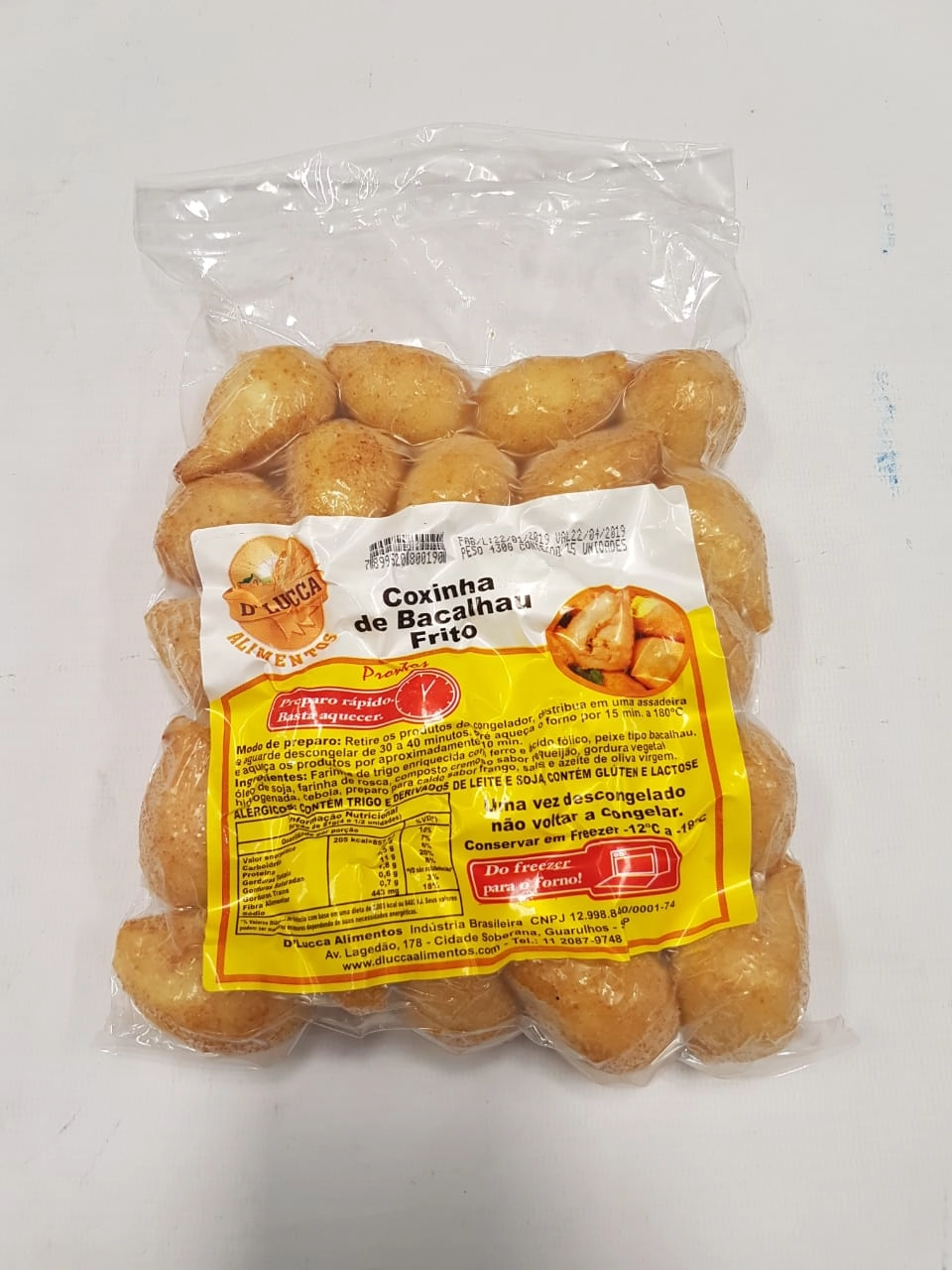 Coxinha De Bacalhau Frita Pc C/ 25 Unidades 430g