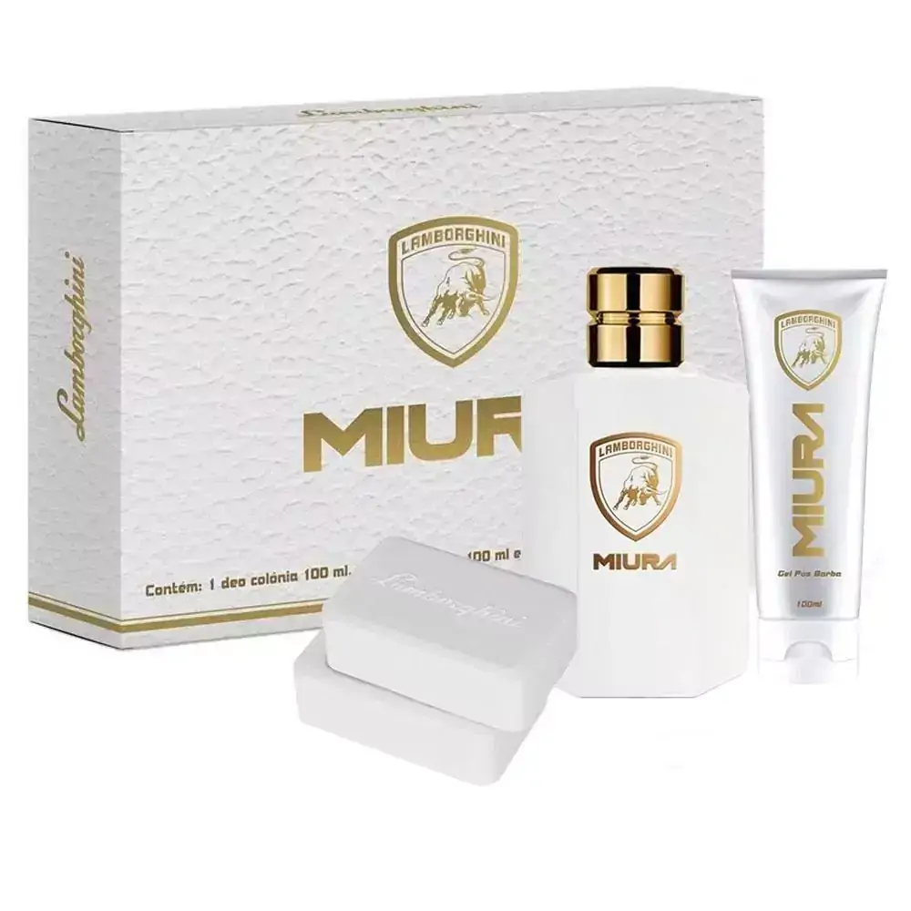 Kit Perfume Miura de Lamborghini 100 ML + Sabonetes + Gel Pós Barba
