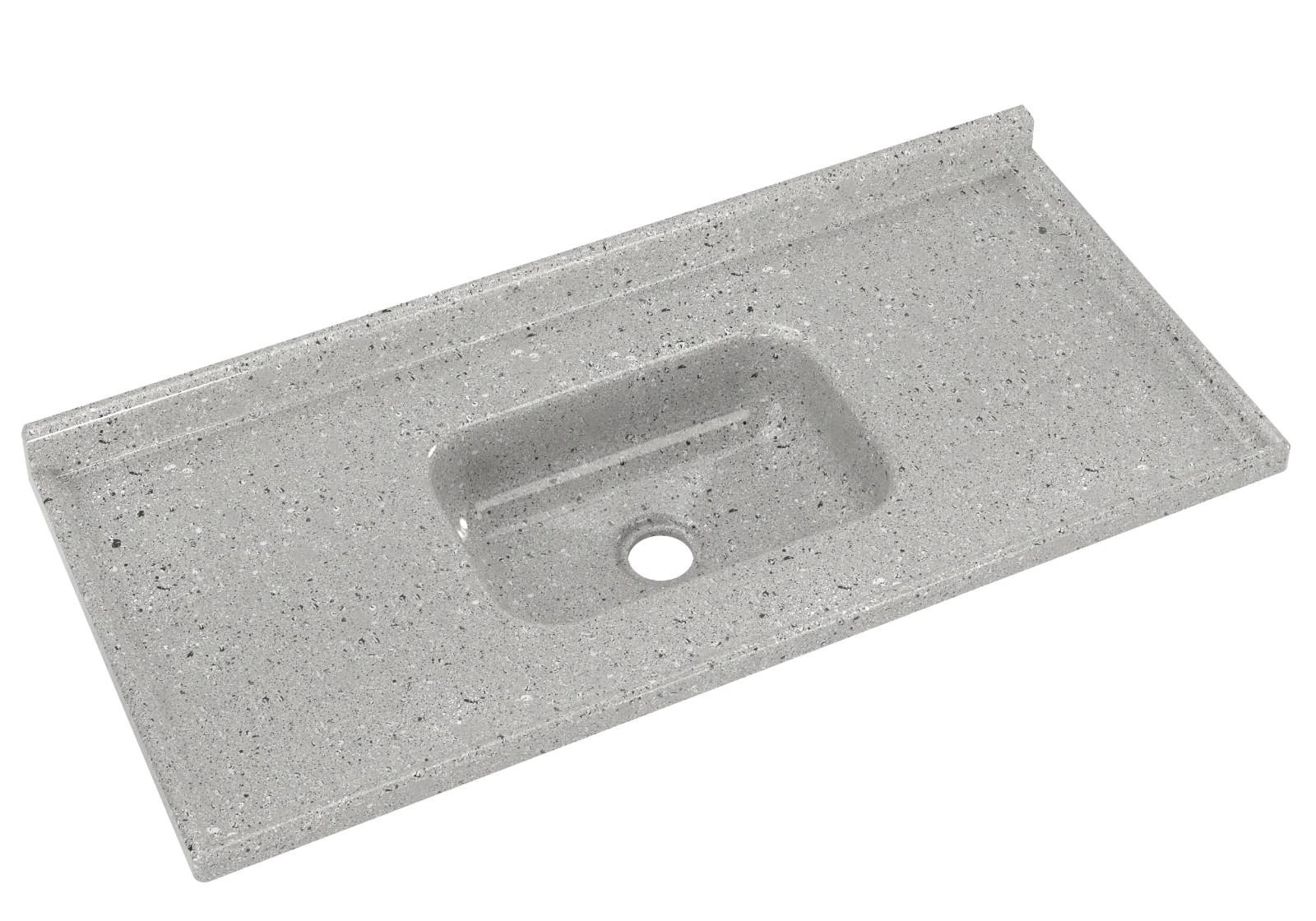 Pia De Cozinha Em Mármore Sintético Com Furação Para Válvula Americana 150cmx55cm Aj Rorato Cinza