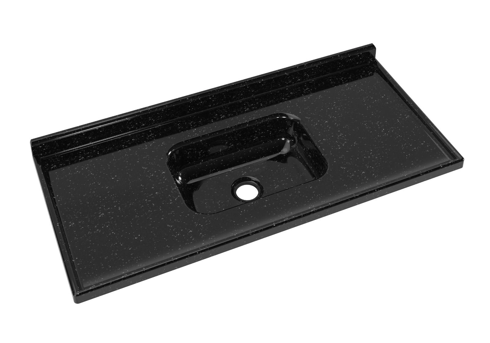 Pia De Cozinha Em Mármore Sintético Com Furação Para Válvula Americana 120cmx55cm Aj Rorato Preto