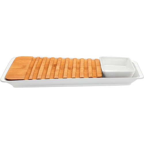 Conjunto Para Queijo Em Bambu Bread 3 Peças Mart